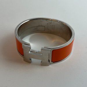 Hermes Orange Wide Clic Clac H Bracelet